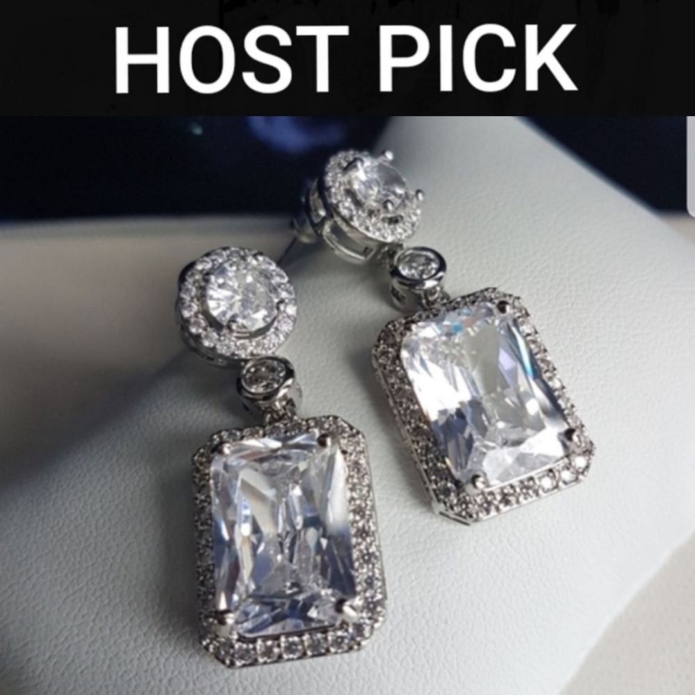 Swarovski Crystal Drop Earrings in Clear Silver Tone